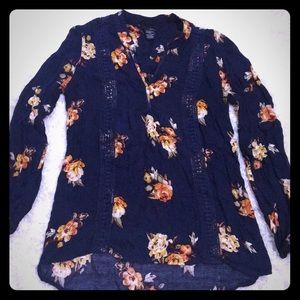 Navy blue floral blouse